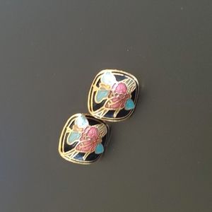 Vintage Retro Floral Earrings Gold-tone